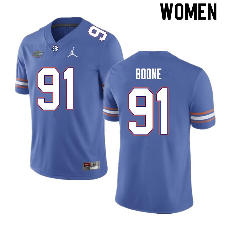 NCAA Florida Gators Justus Boone Women's #91 Nike Royal Stitched Authentic College Football Jersey NLL2364DN